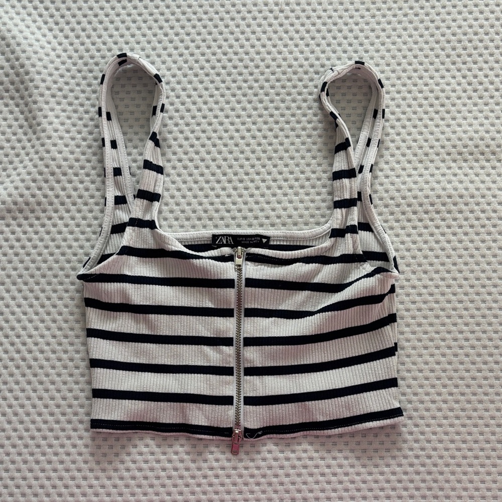 Zara Striped Black and White Tank Top